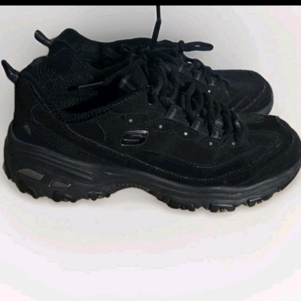 Skechers D'Lites Play On Womens Size 8 Black Athletic Shoes Sneakers